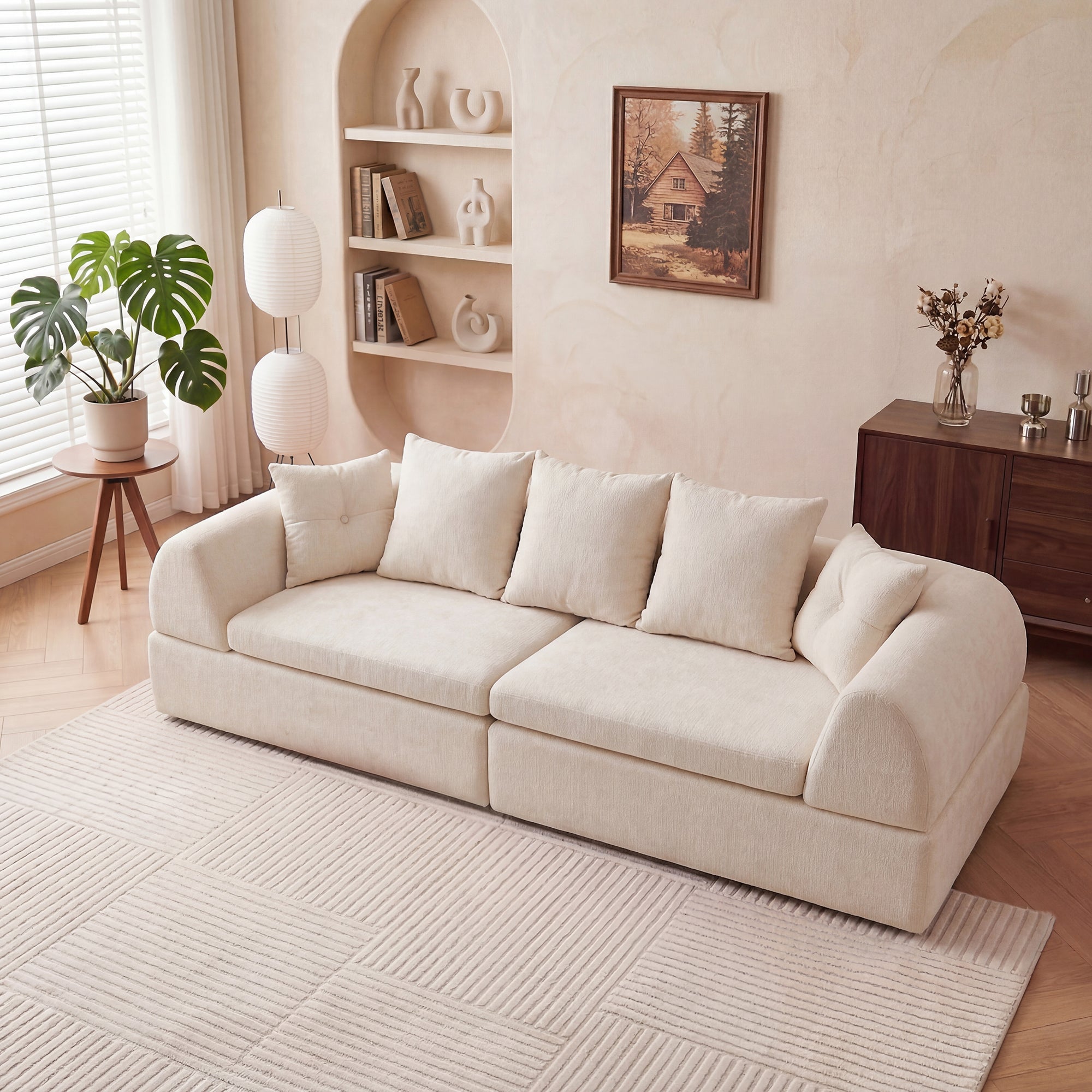 Sectional Sofa Cloud Modular White 4 Seat 104 In No Assembly Deep Seat