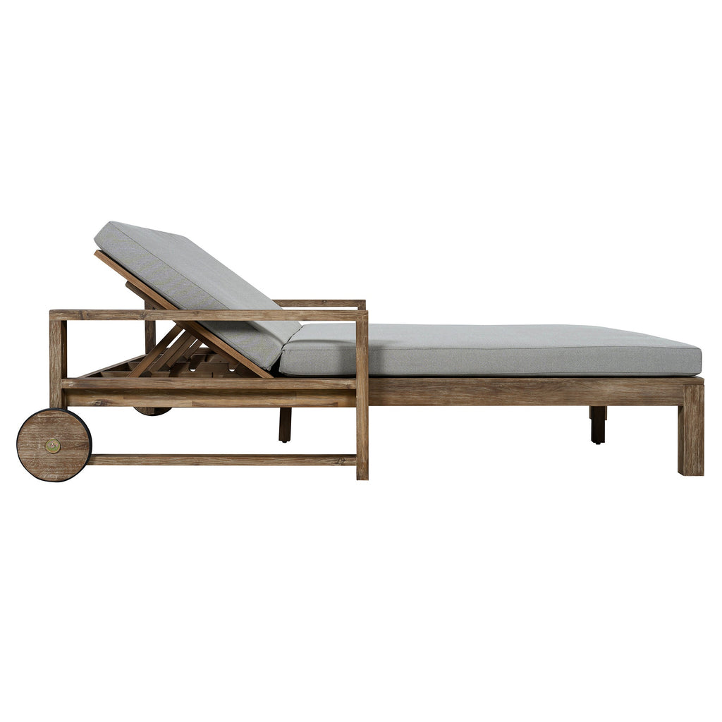 Outdoor Daybed Acacia Wood Farmhouse Gray with Wheels 2 Person