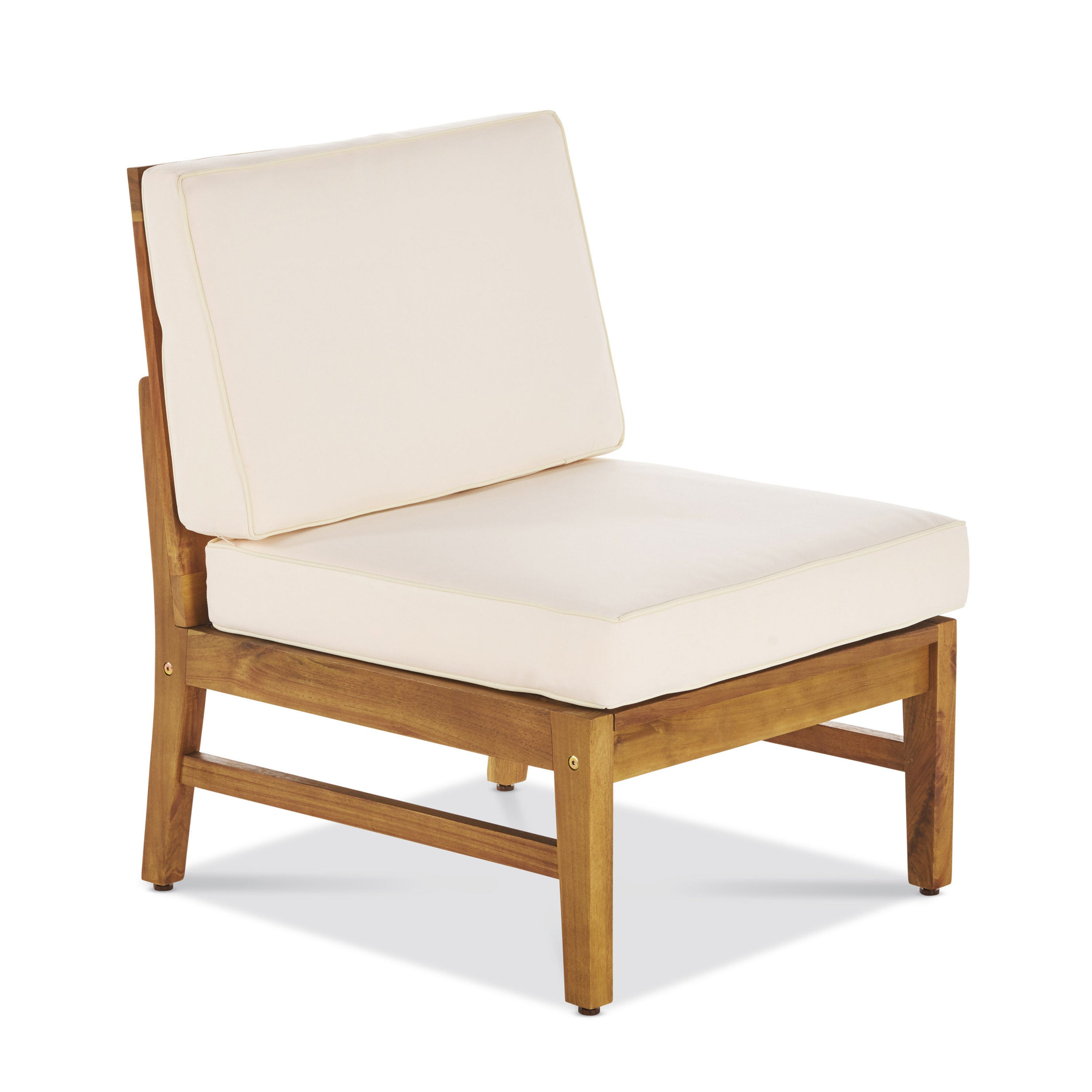 Outdoor Sectional Set Acacia Wood Cream 6 Piece Modular Seats 5