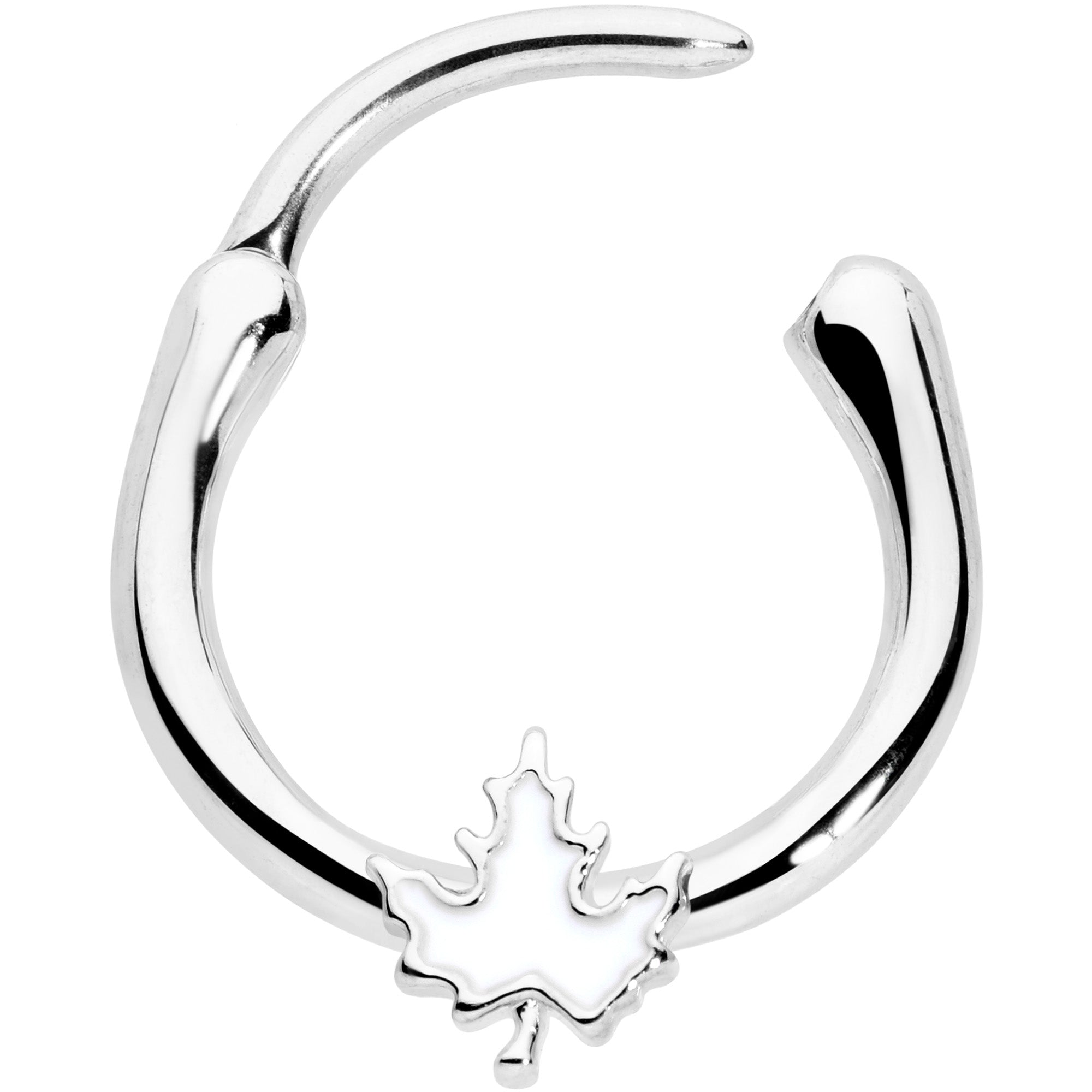16G 3/8 Autumn White Maple Leaf Cartilage Clicker Ring