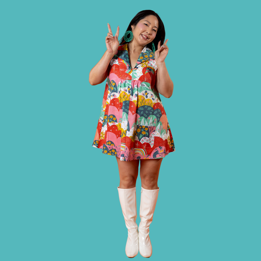 Glam Mini House Dress in Mint & Strawberry Meadow