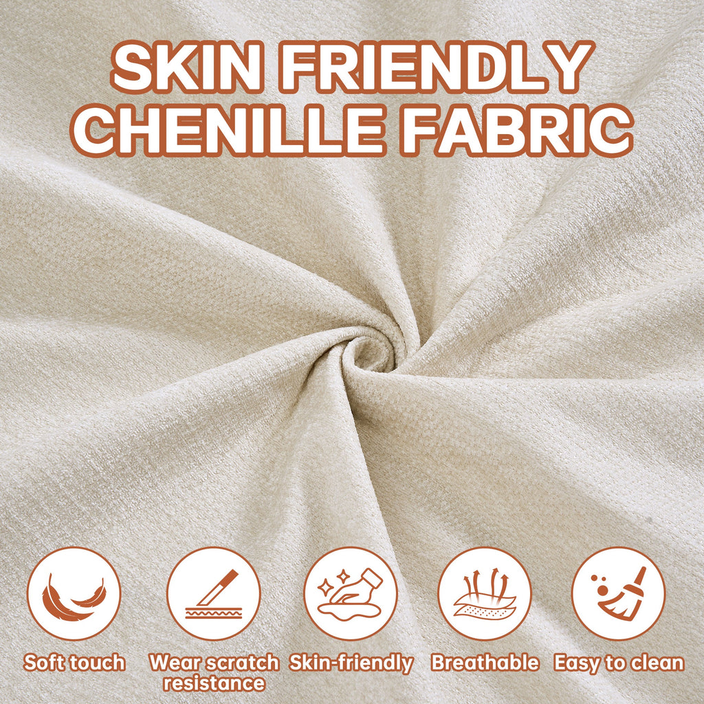 Sofa Bed Floor Modern Chenille Cream No Assembly 2 Pillows 78.7 In
