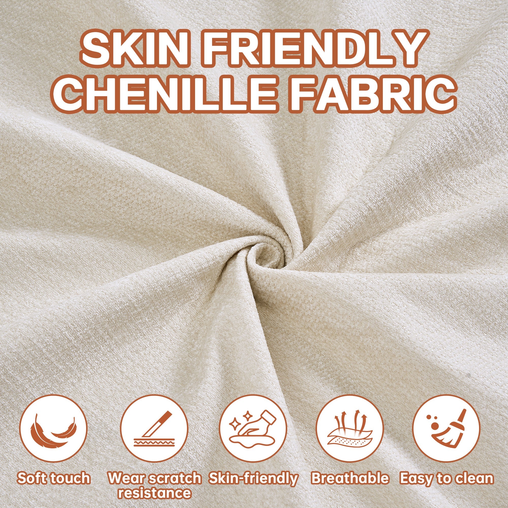 Sofa Bed Floor Modern Chenille Cream No Assembly 2 Pillows 78.7 In