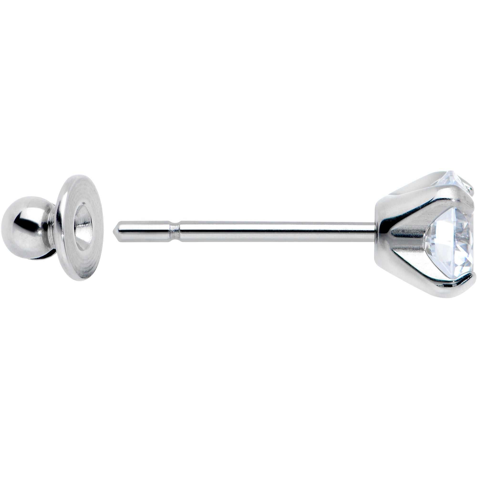 Clear CZ Gem 5mm G23 Titanium Post Stud Earrings