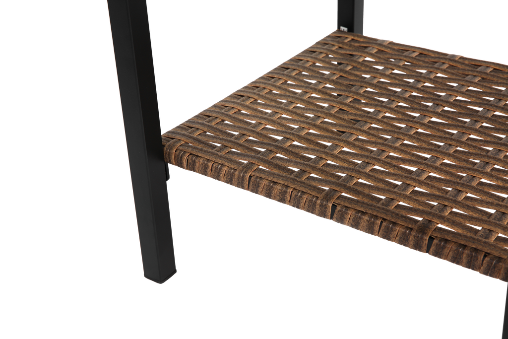Outdoor Patio Set PE Rattan Steel Brown Swivel Rocker 3 Piece 350 LB