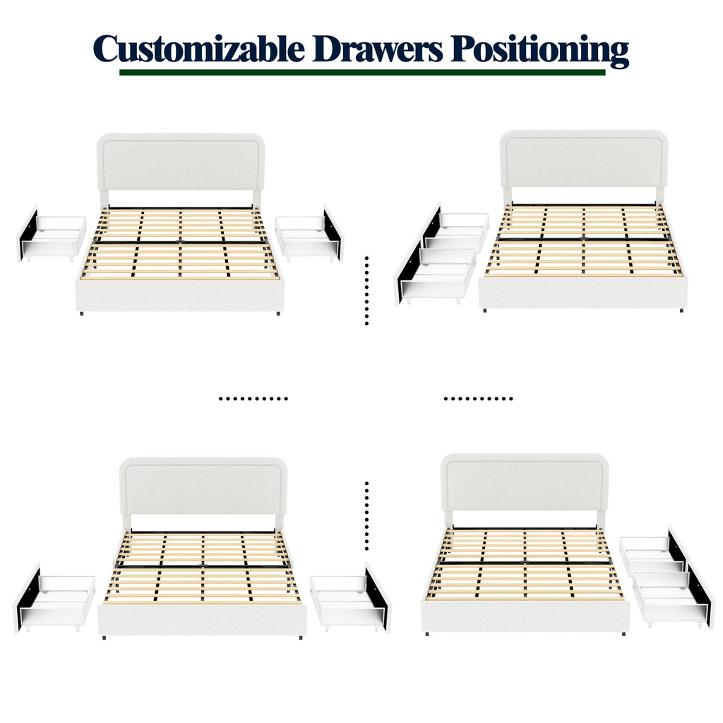 Liv - Patented With Drawers Upholstered Storage Platform Bed