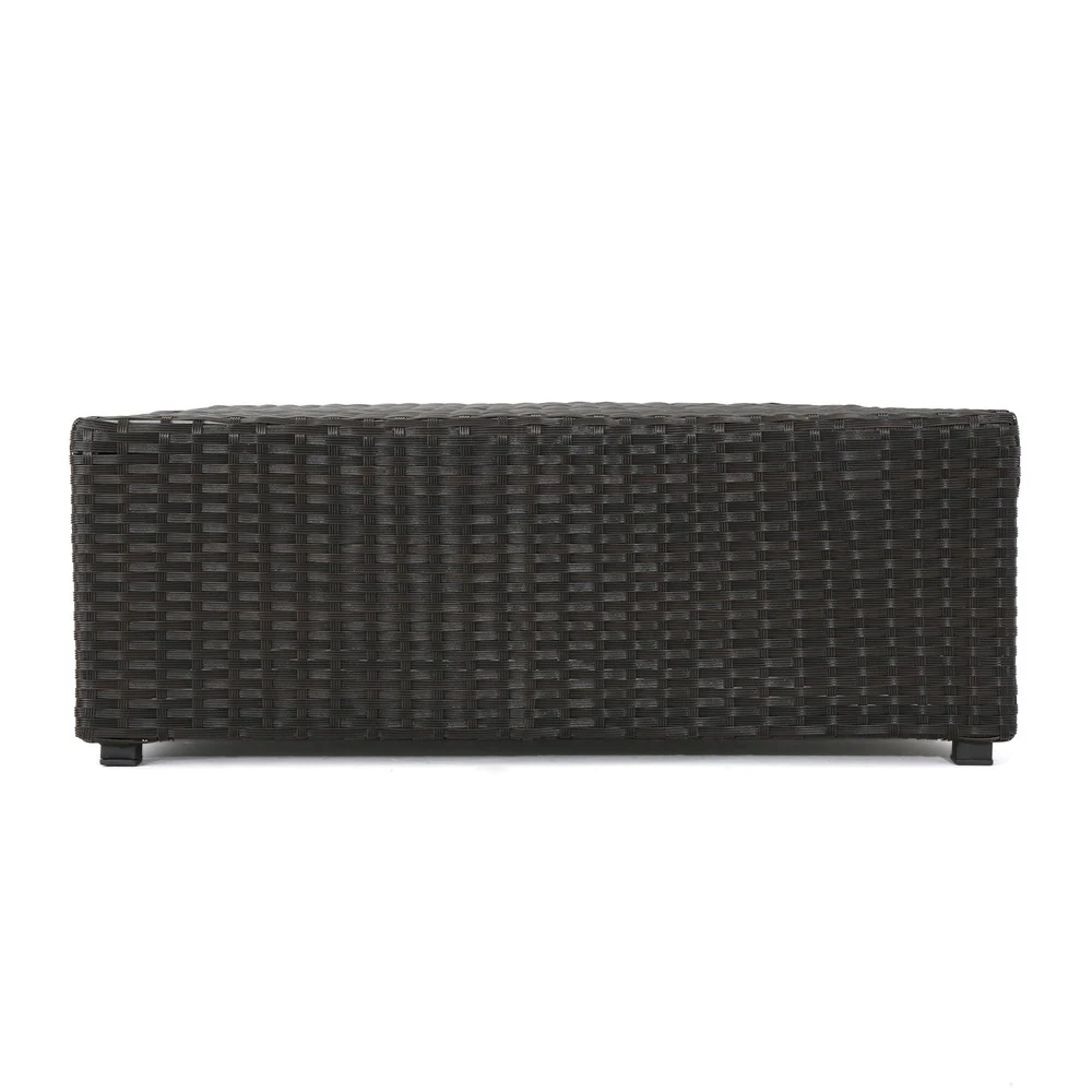Outdoor Sectional Set PE Rattan Iron Dark Brown 8 Piece No Assembly