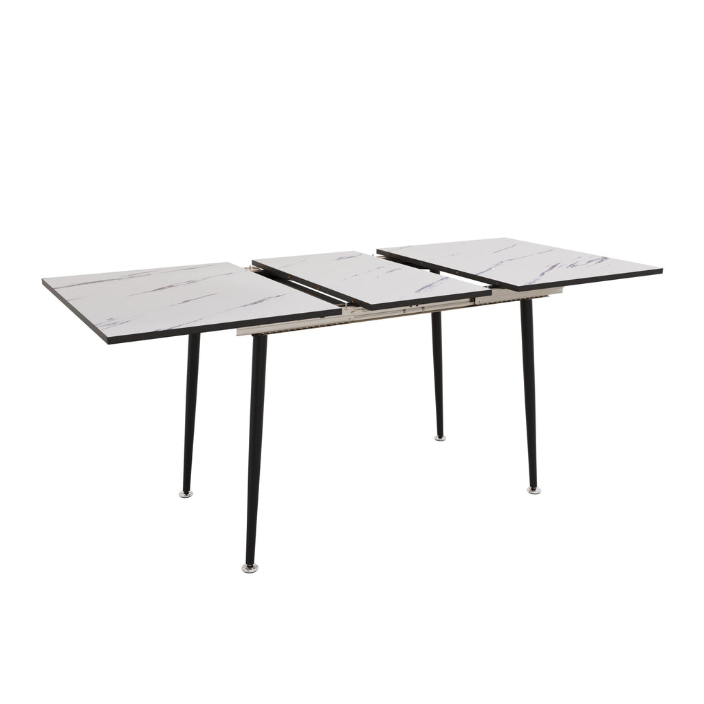 47'-63' expandable dining table set for 2-6 people, equipped with PU fabric