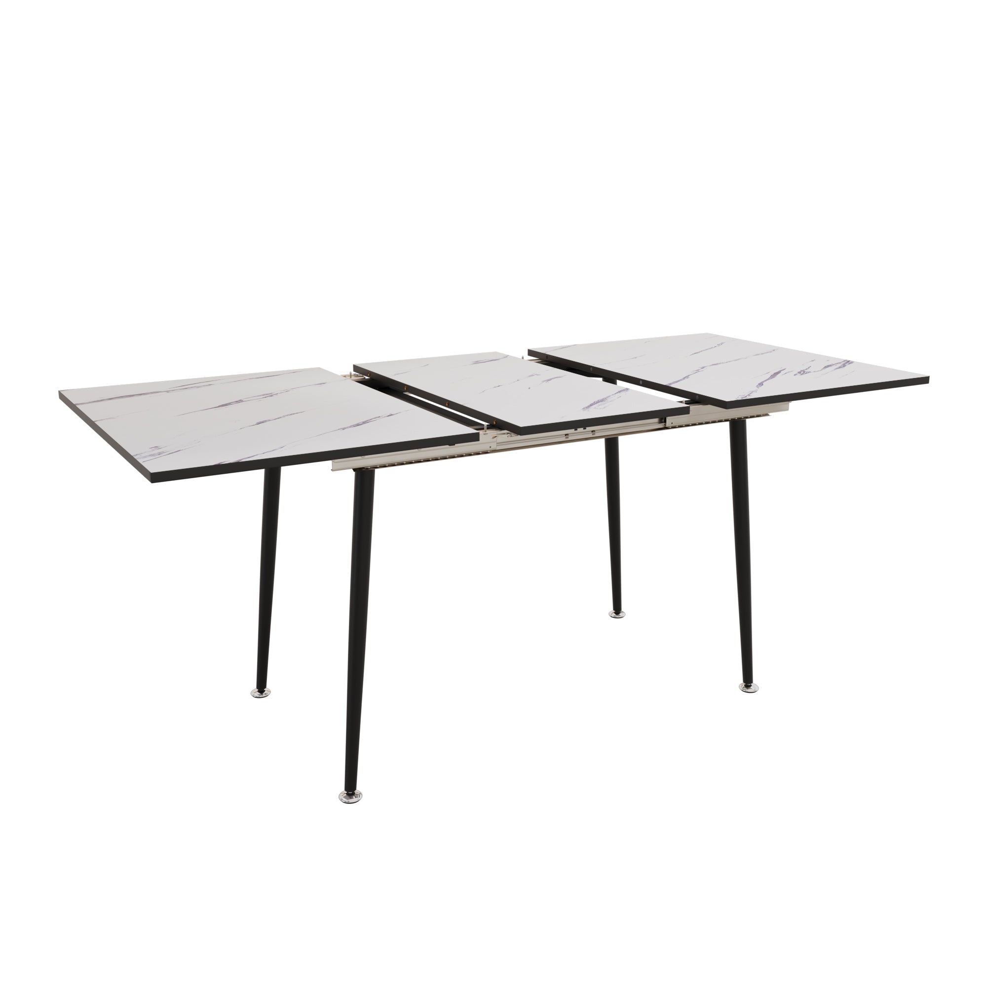 47'-63' expandable dining table set for 2-6 people, equipped with PU fabric