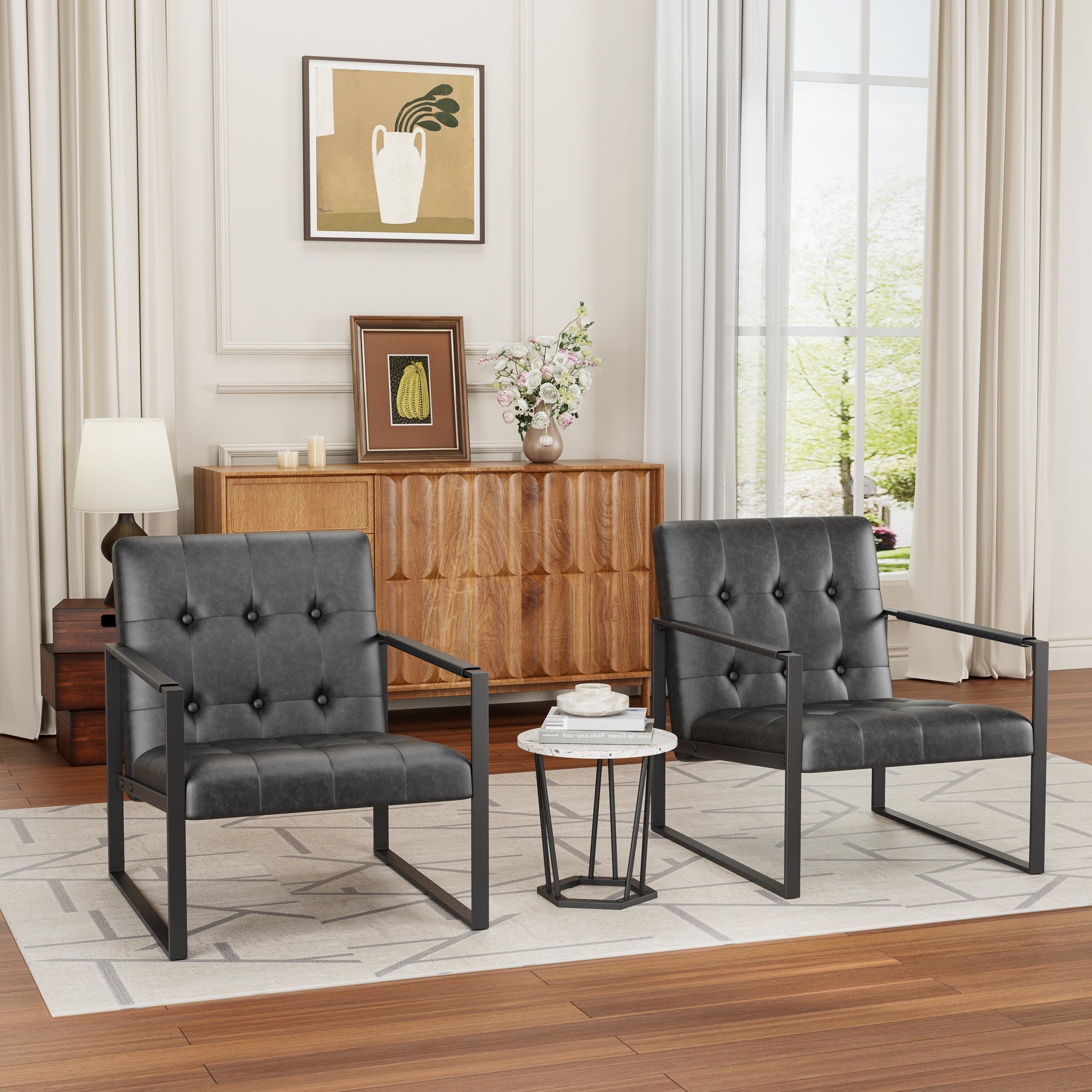 Office Chair Modern Metal Black Upholstered Pull-Out Backrest 46x25x28 in