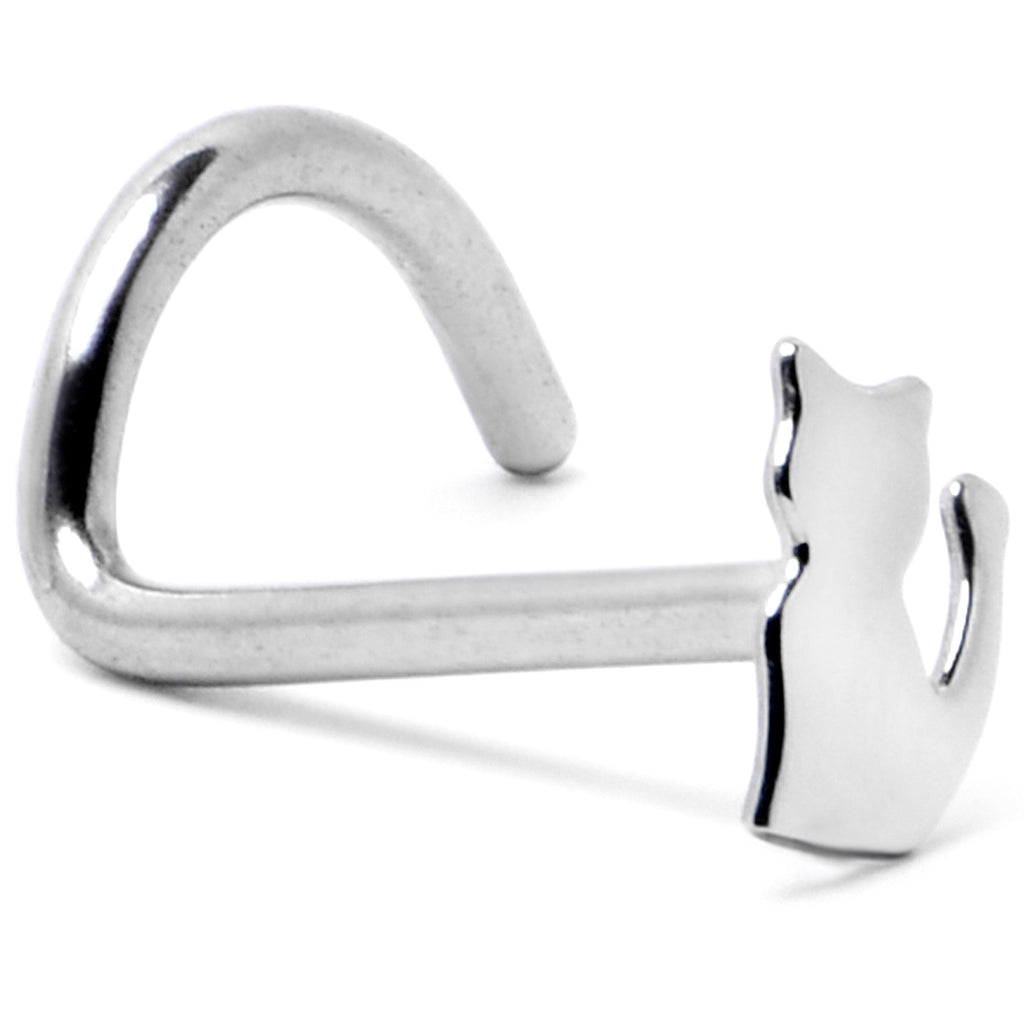 20G 1/4 Silhouette Kitty Cat Left Side Nose Screw
