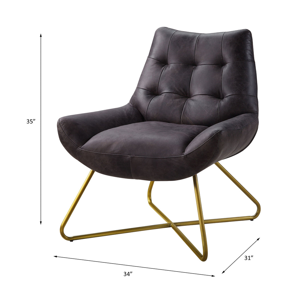 Dhalsim - Accent Chair - Antique Ebony Top Grain Leather