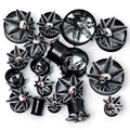 Red Gem Black Pot Leaf Skull Tunnel Plug Set