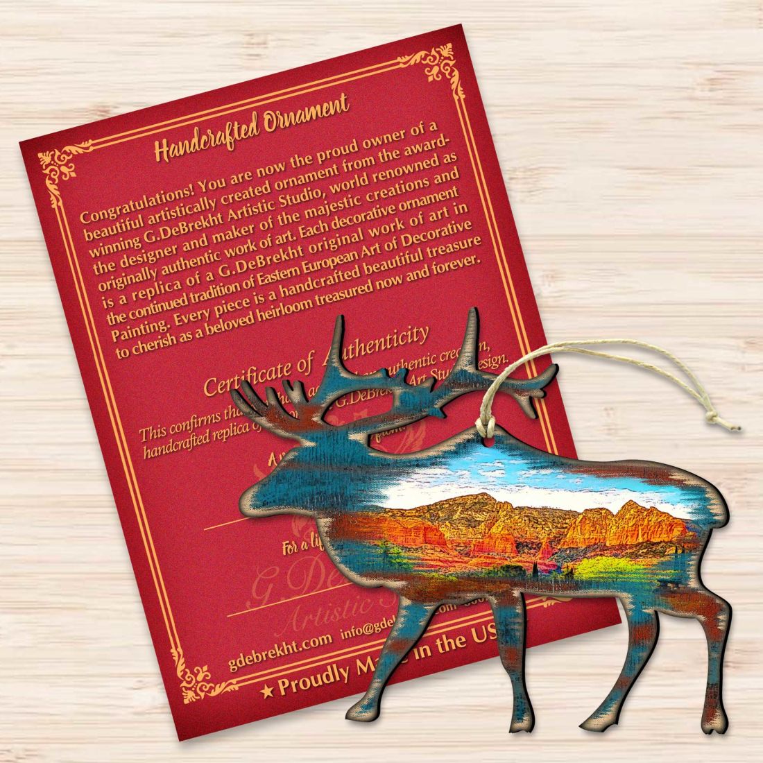 Elk Wooden Ornaments by Nature Wonders - Wildlife Holiday Decor - 8198221