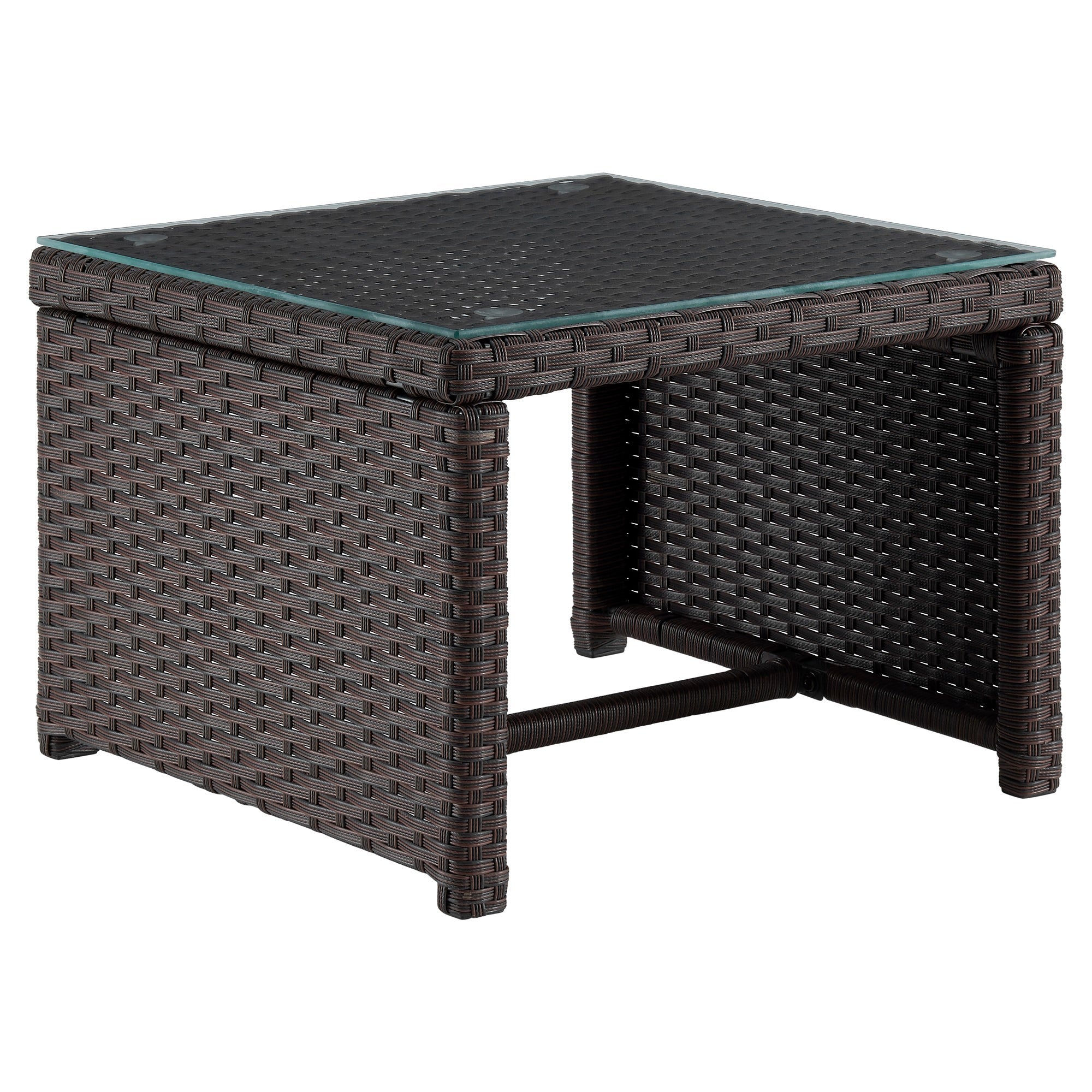 Outdoor Patio Set PVC Rattan Steel Brown Gray 3 Piece with Chaise