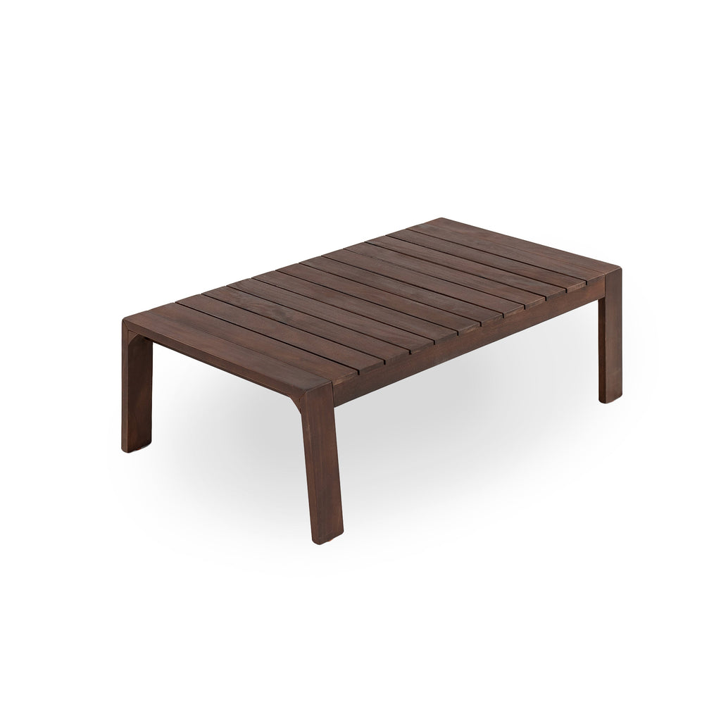 Outdoor Sofa Set Acacia Wood Dark Brown Beige Cushion 2 Piece Table