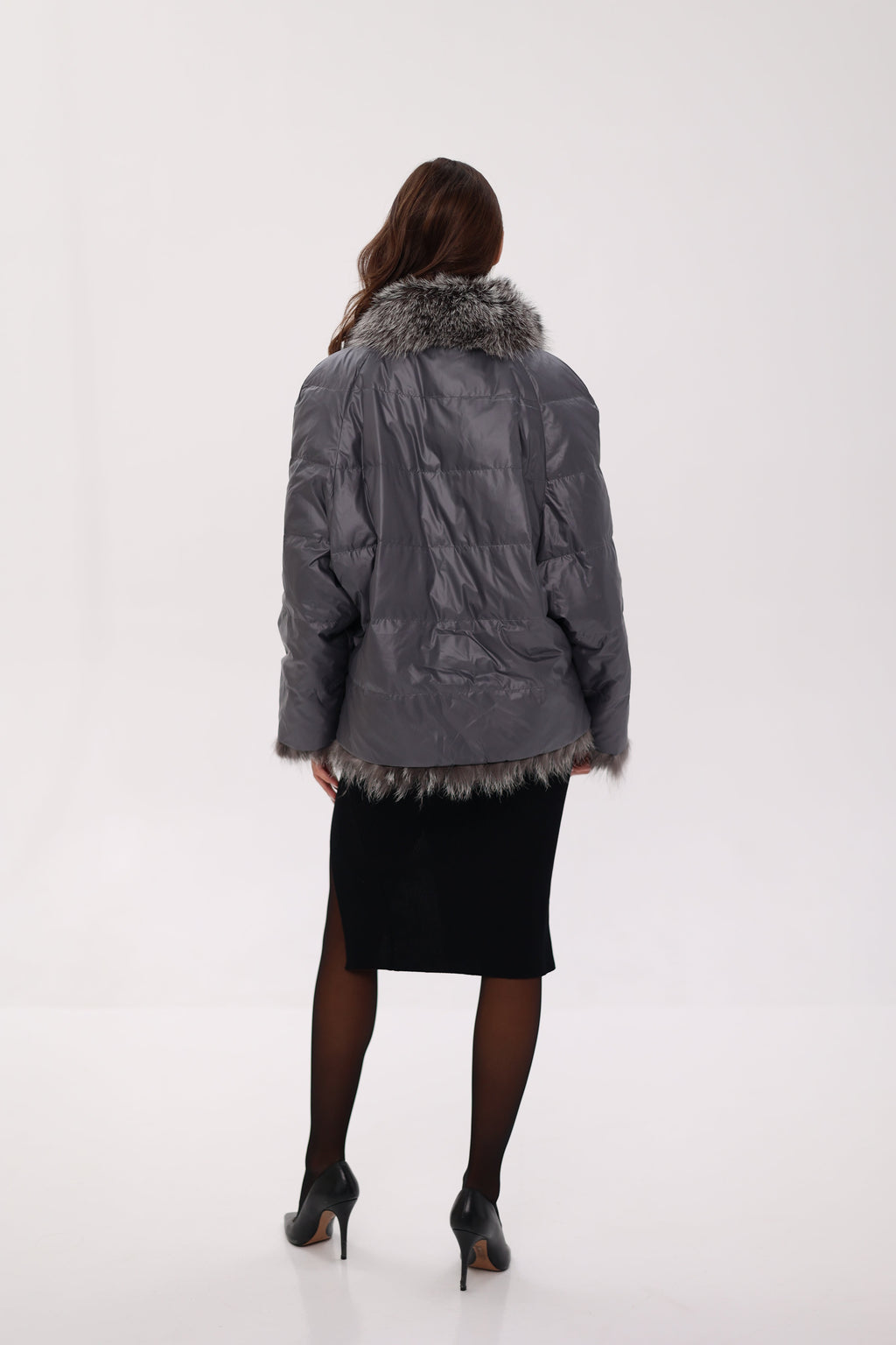 Reversible Genuine Silver Fox  Down Fill Coat