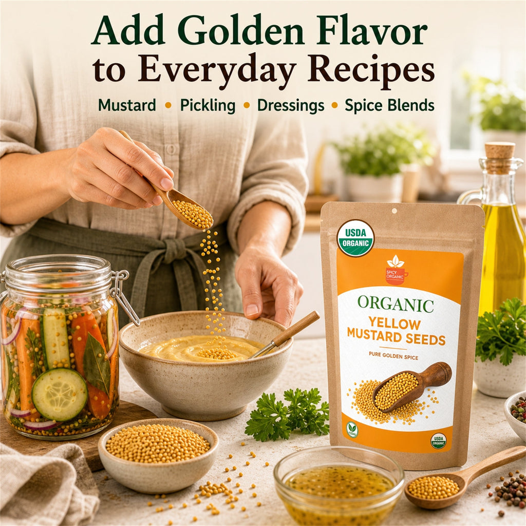 Organic Yellow Mustard Seeds – USDA Certified Organic Whole Mustard Seeds for Pickling & Cooking
