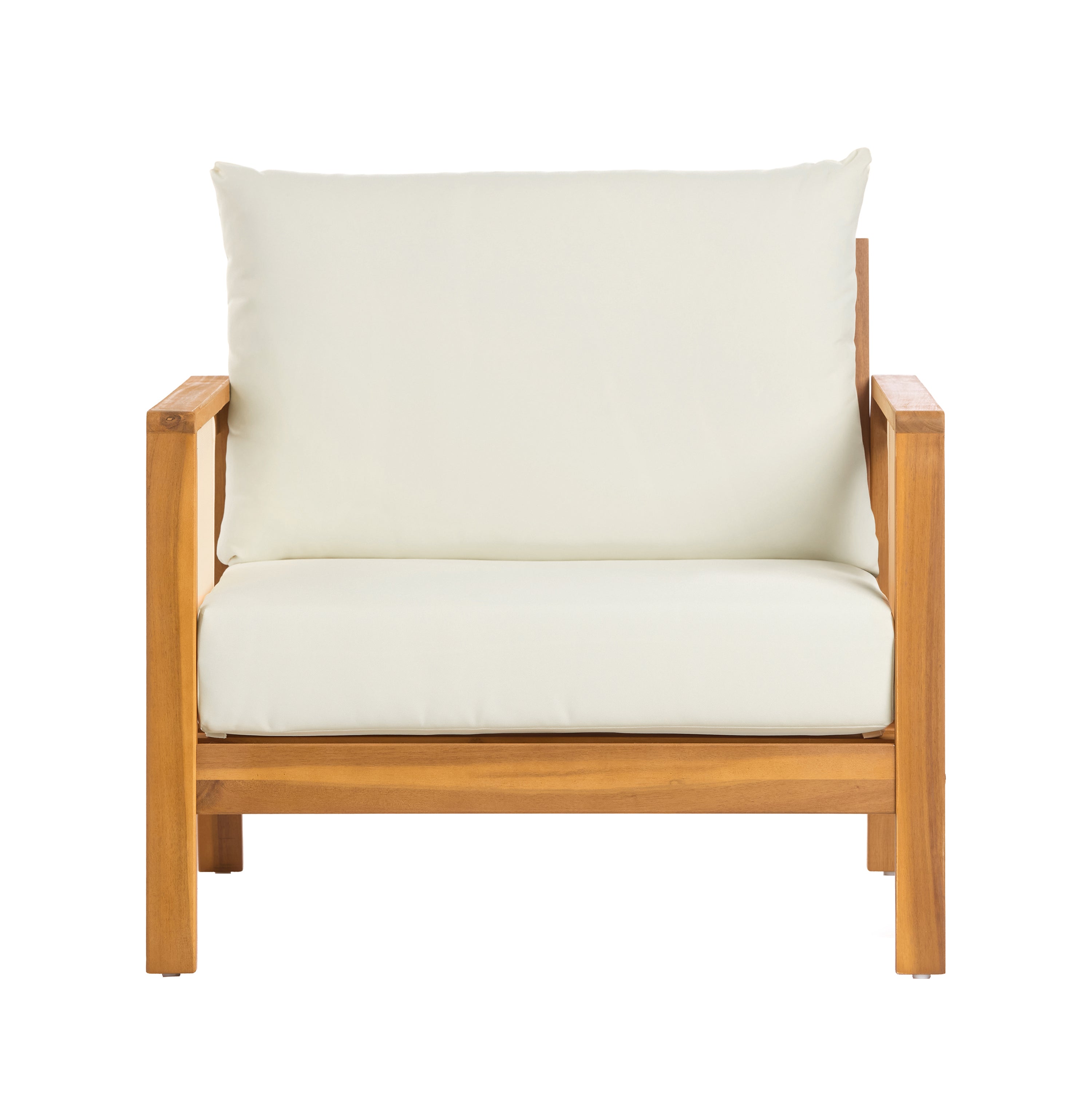 Outdoor Club Chair, Acacia Wood Frame with Textilene Accents