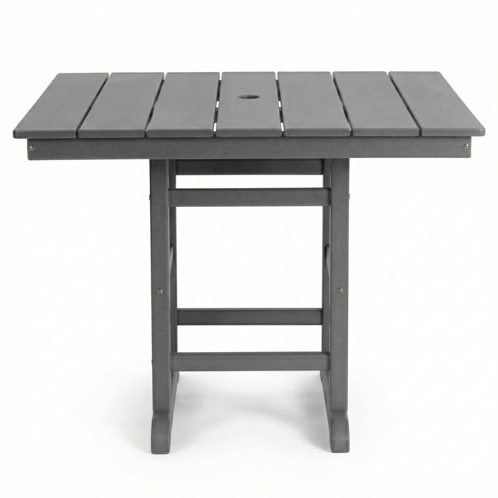Outdoor Patio Set HDPE Gray 3 Piece Square Table 2 Armchairs Seats 2