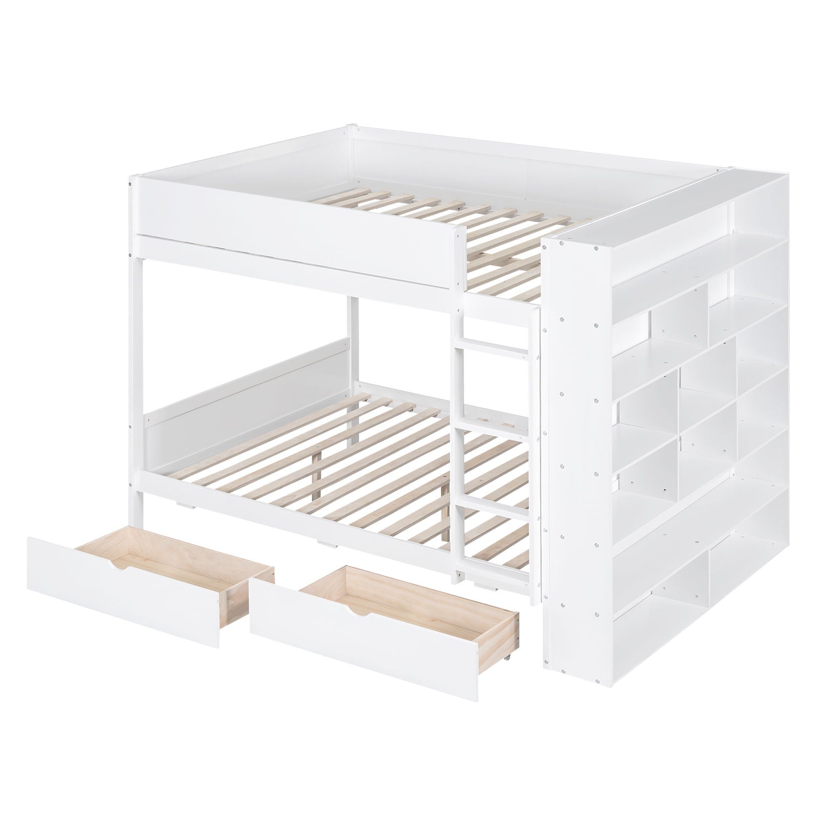 Bunk Bed With 2 Drawers And Multi Layer Cabinet