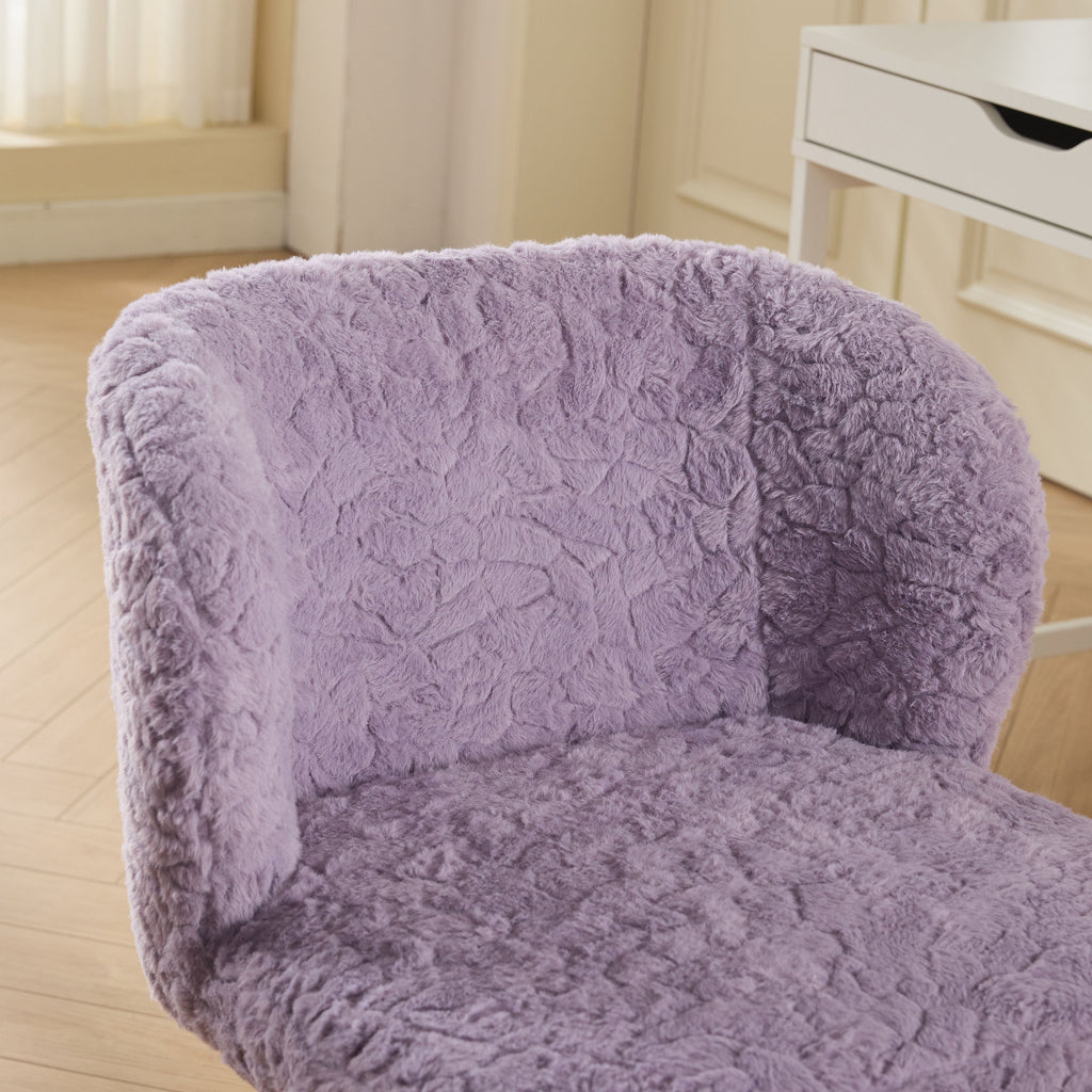 Swivel Chair Faux Alpaca Violet Vanity Bedroom Ergonomic 22.5x31.9 In