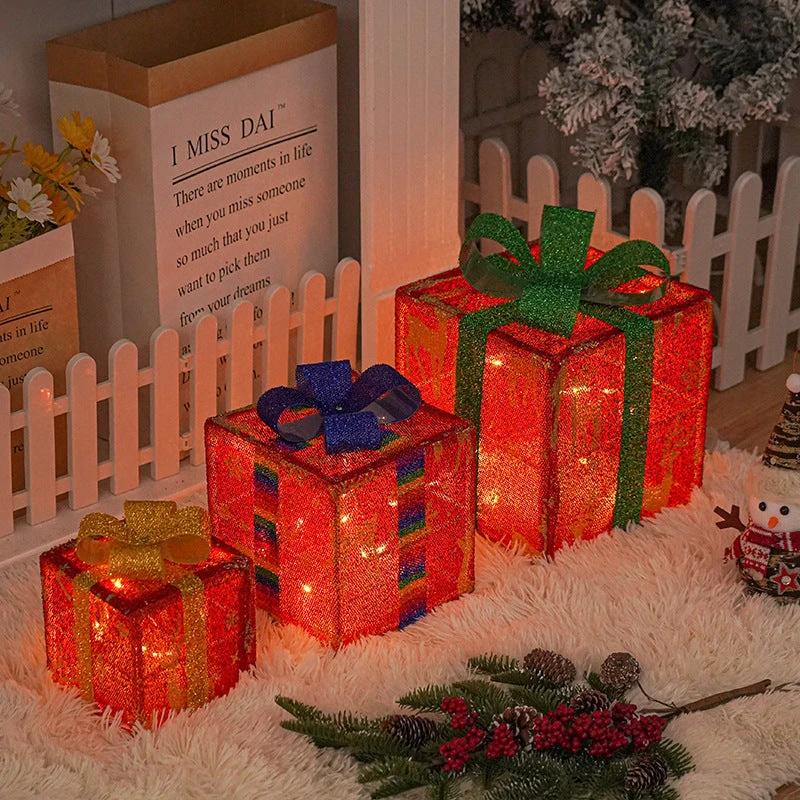 Lighted Christmas Gift Box - Luminous Outdoor Decoration with Bow