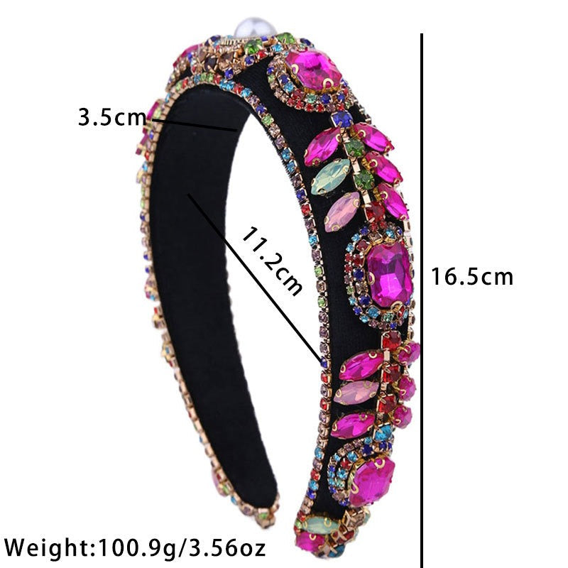 Decorated with colored glass diamond flower headband
