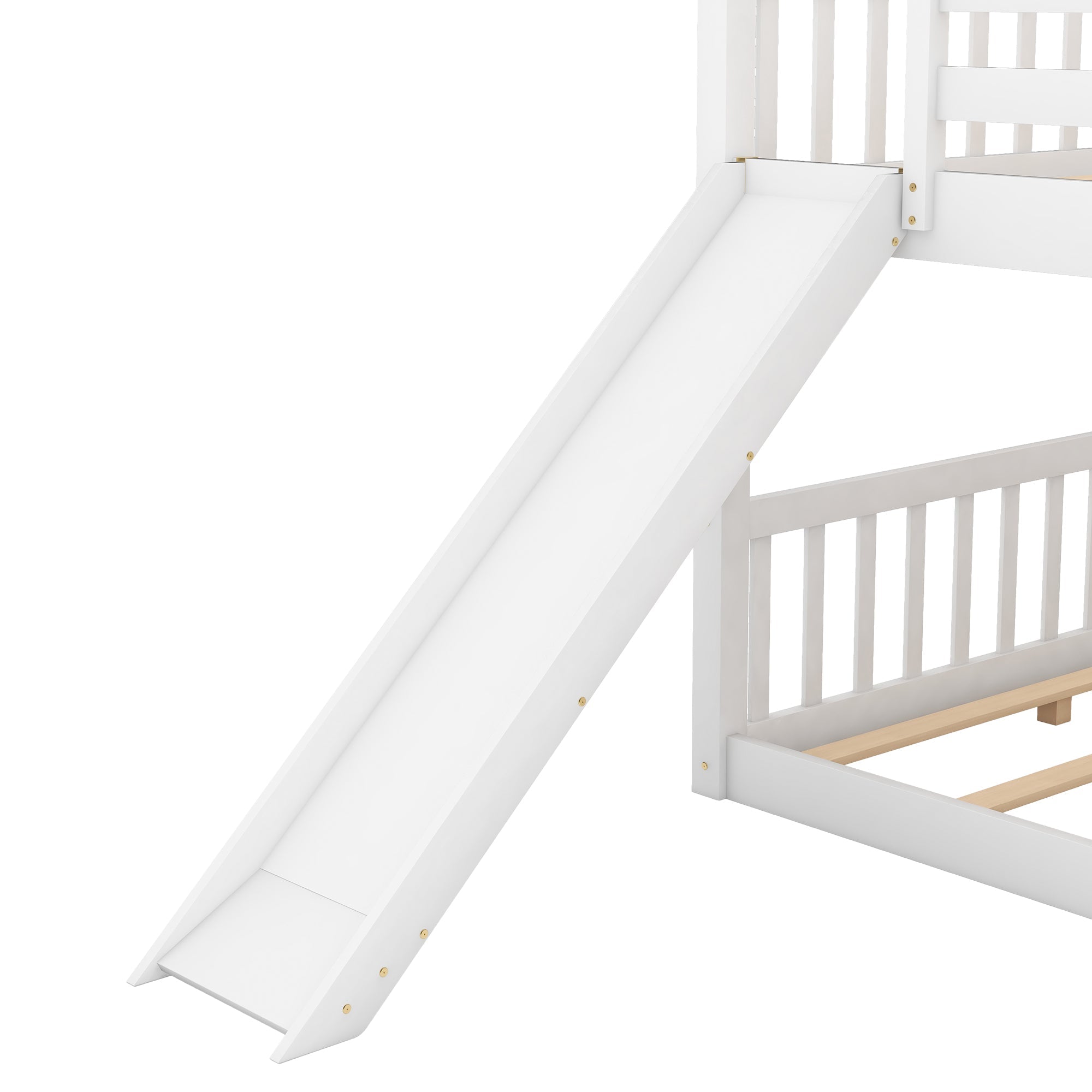Full over Full Bunk Bed with Convertible Slide and Ladder  White