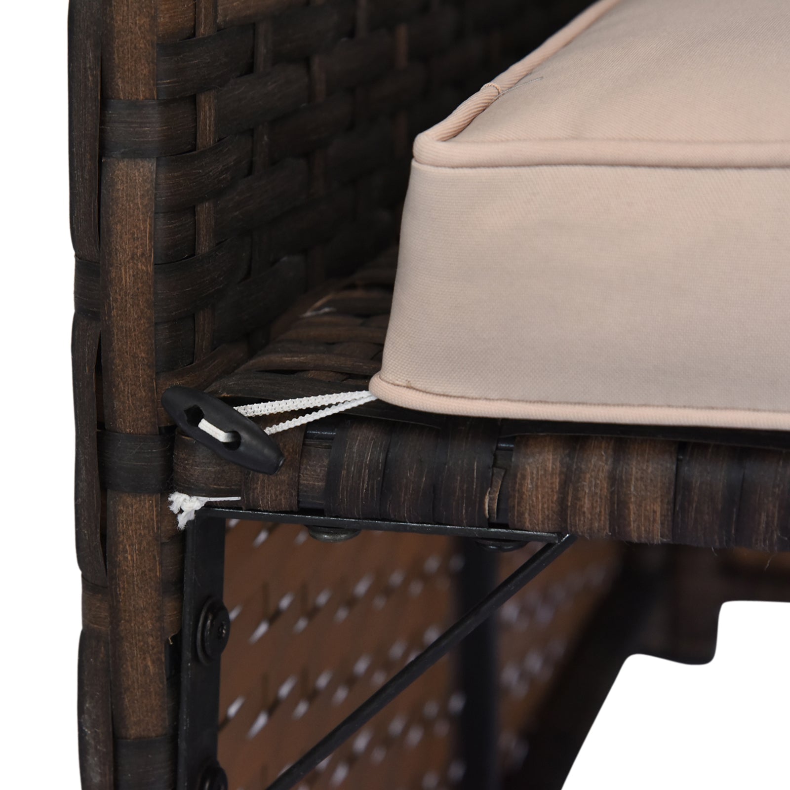 Patio Set PE Rattan Steel Beige 3 Piece L-Shape Loveseat 560 LB