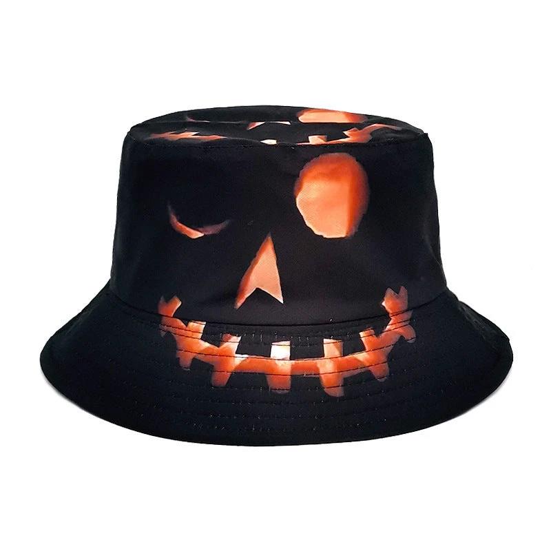Halloween Pumpkin Fisherman Hat - Creative Cartoon Grimace Print