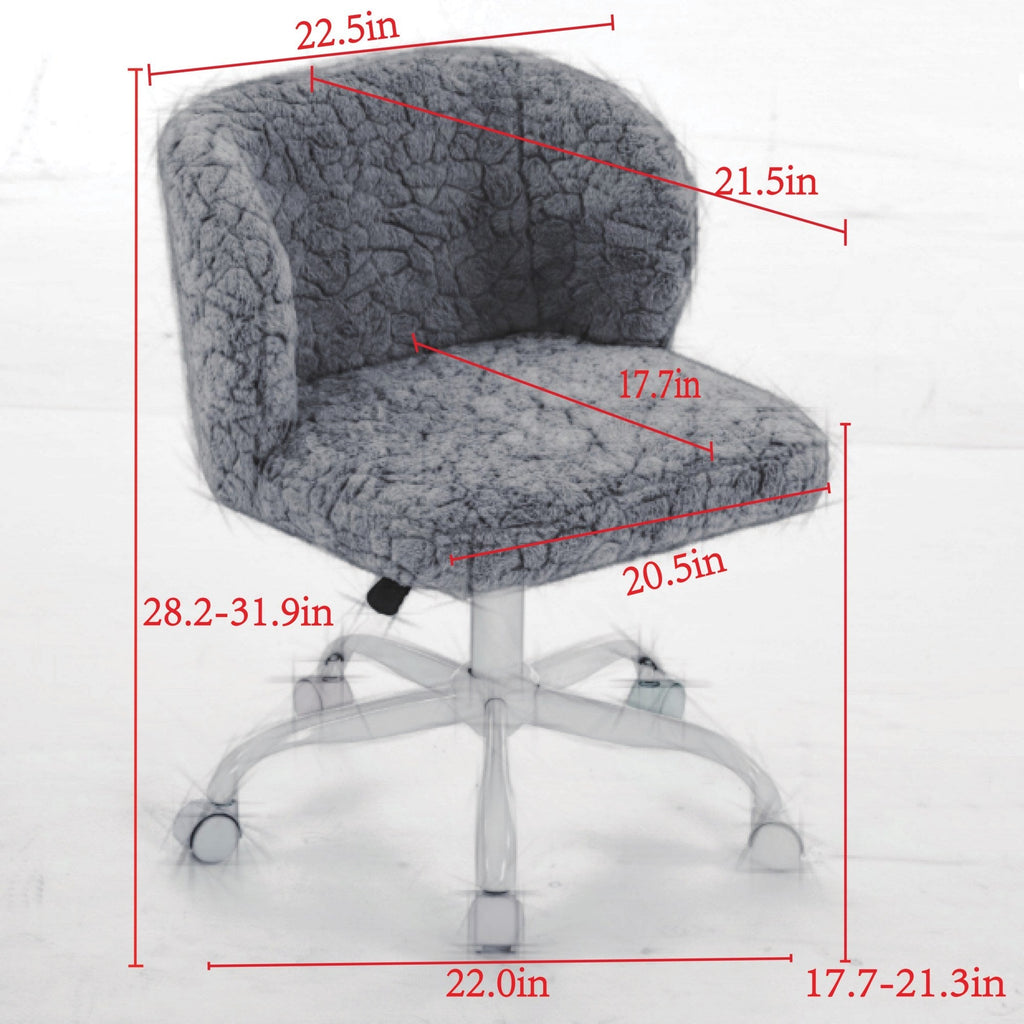 Swivel Chair Faux Alpaca Violet Vanity Bedroom Ergonomic 22.5x31.9 In