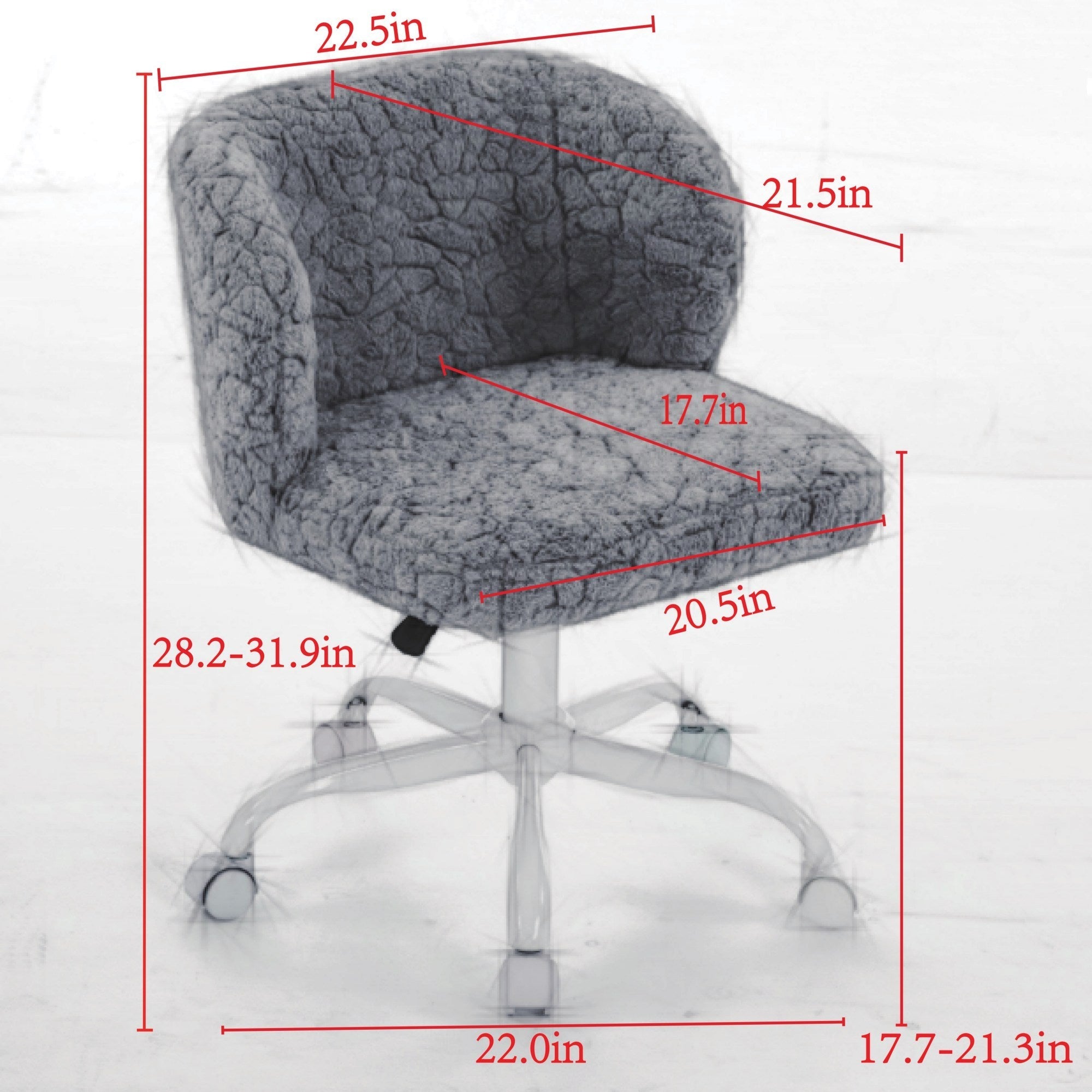 Swivel Chair Faux Alpaca Violet Vanity Bedroom Ergonomic 22.5x31.9 In