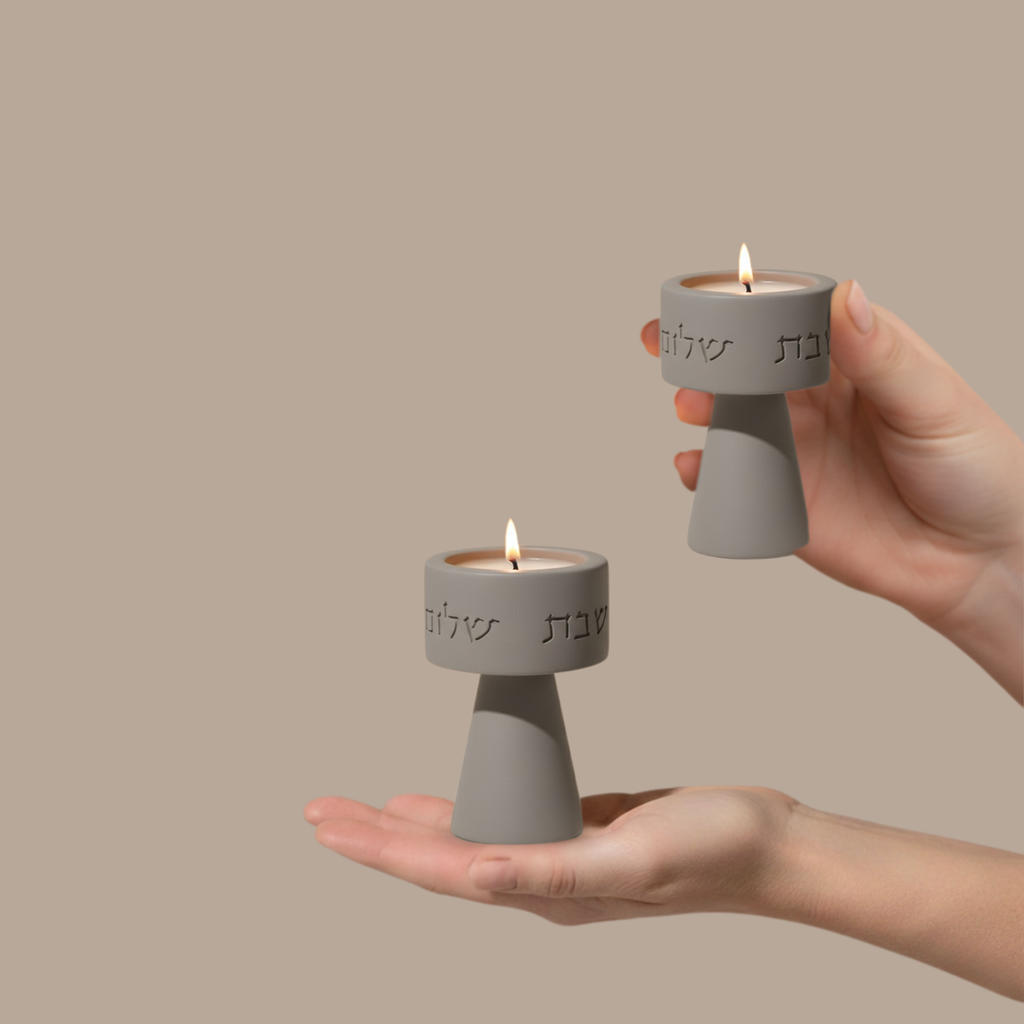 Chic Concrete Shabbat Candle Holder Set – Solura Series