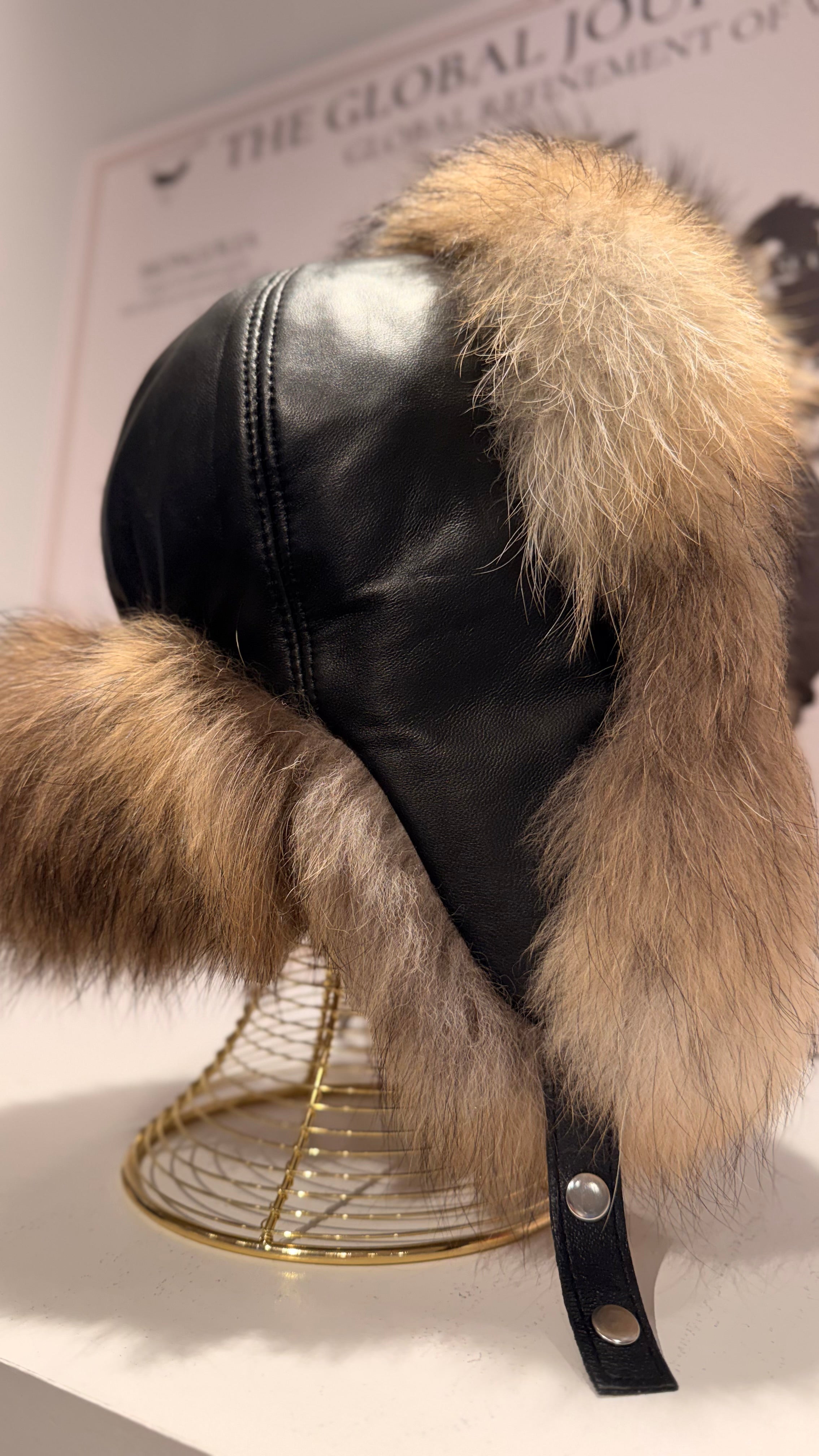 Genuine Raccoon Leather Hat Unisex