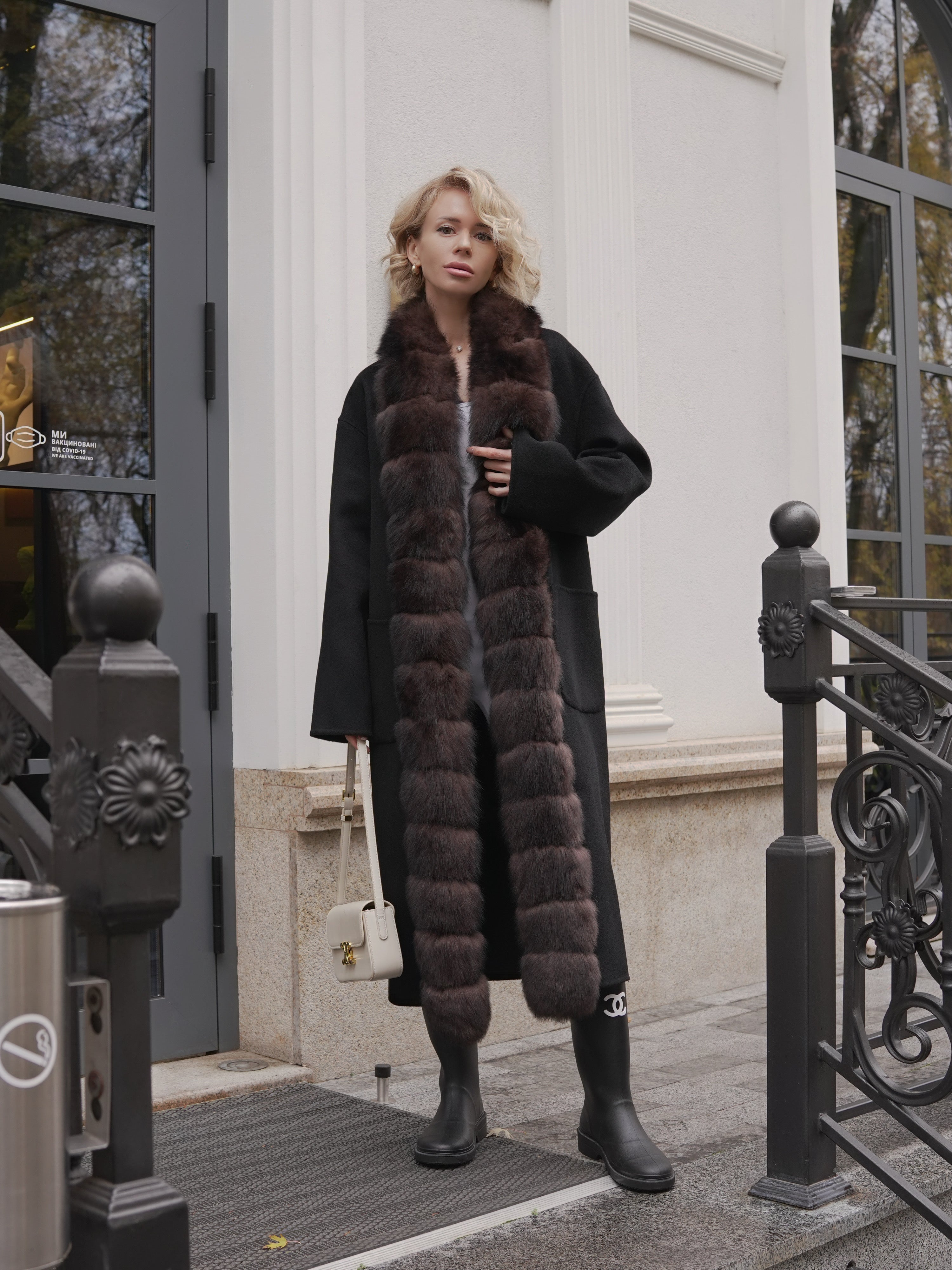 Brackley Genuine Polar Fox Fur Double Face Coat