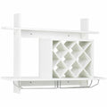 Wall Mount Wine Rack Organizer with Glass Holder Storage Shelf