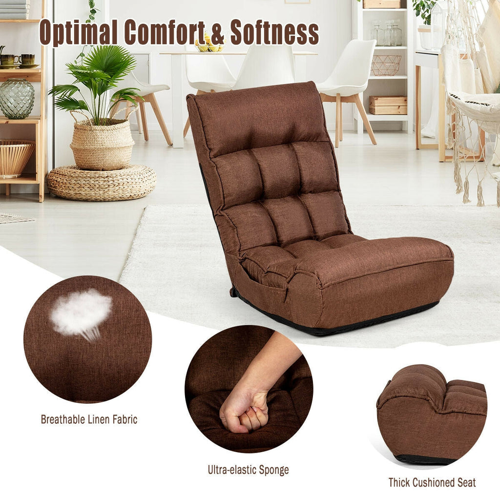 4-Position Adjustable Floor Chair Folding Lazy Sofa