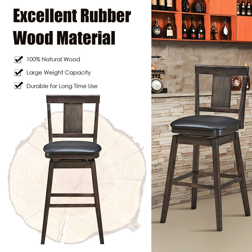 24 inch Swivel Upholstered Counter Height Bar Chair with Rubber Wood Legs