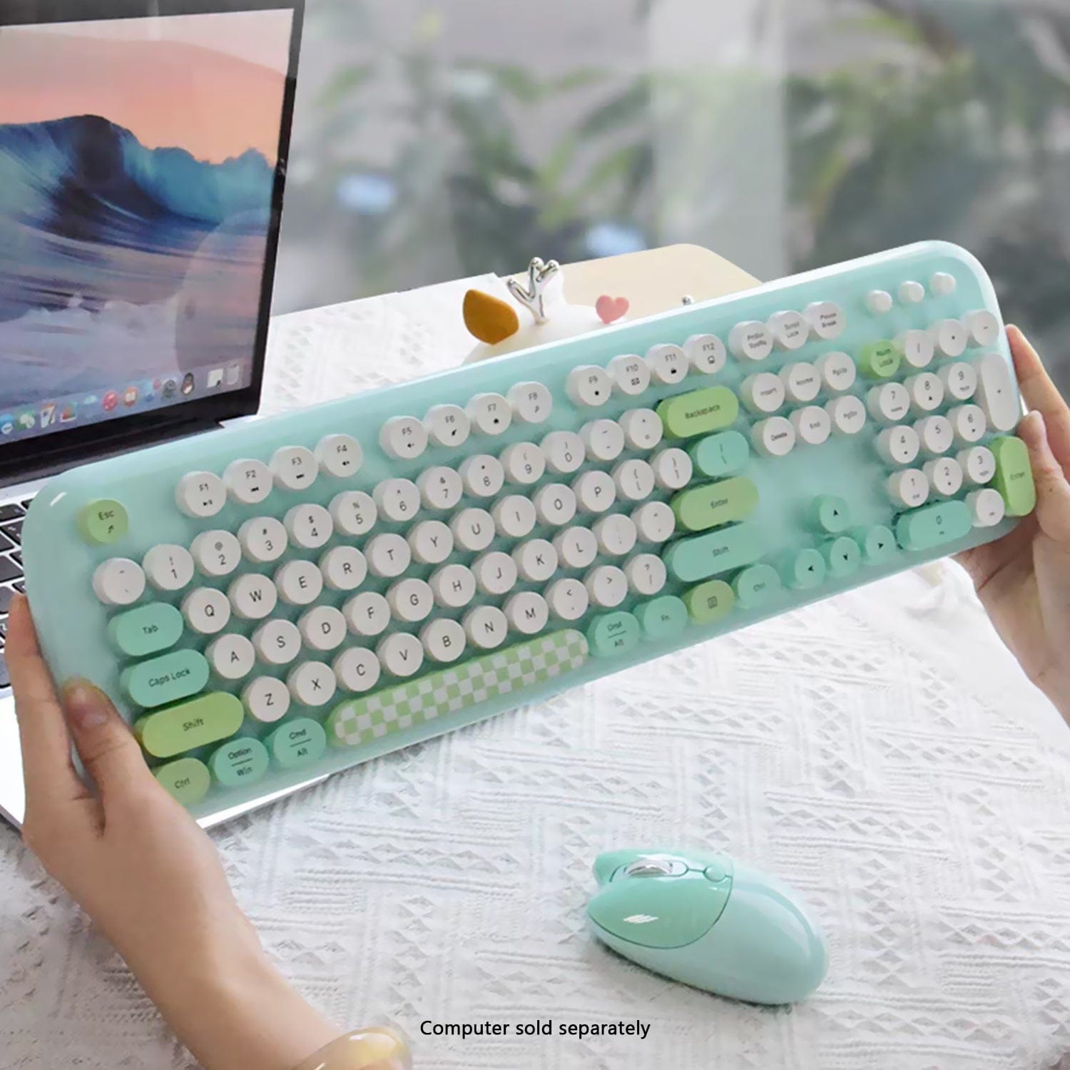 Wireless Keyboard & Mouse Combo - Silent Click, Colorful 104 Keys