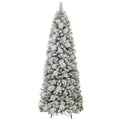 7 Feet Flocked Christmas Tree with Pine Needles and LED Lights