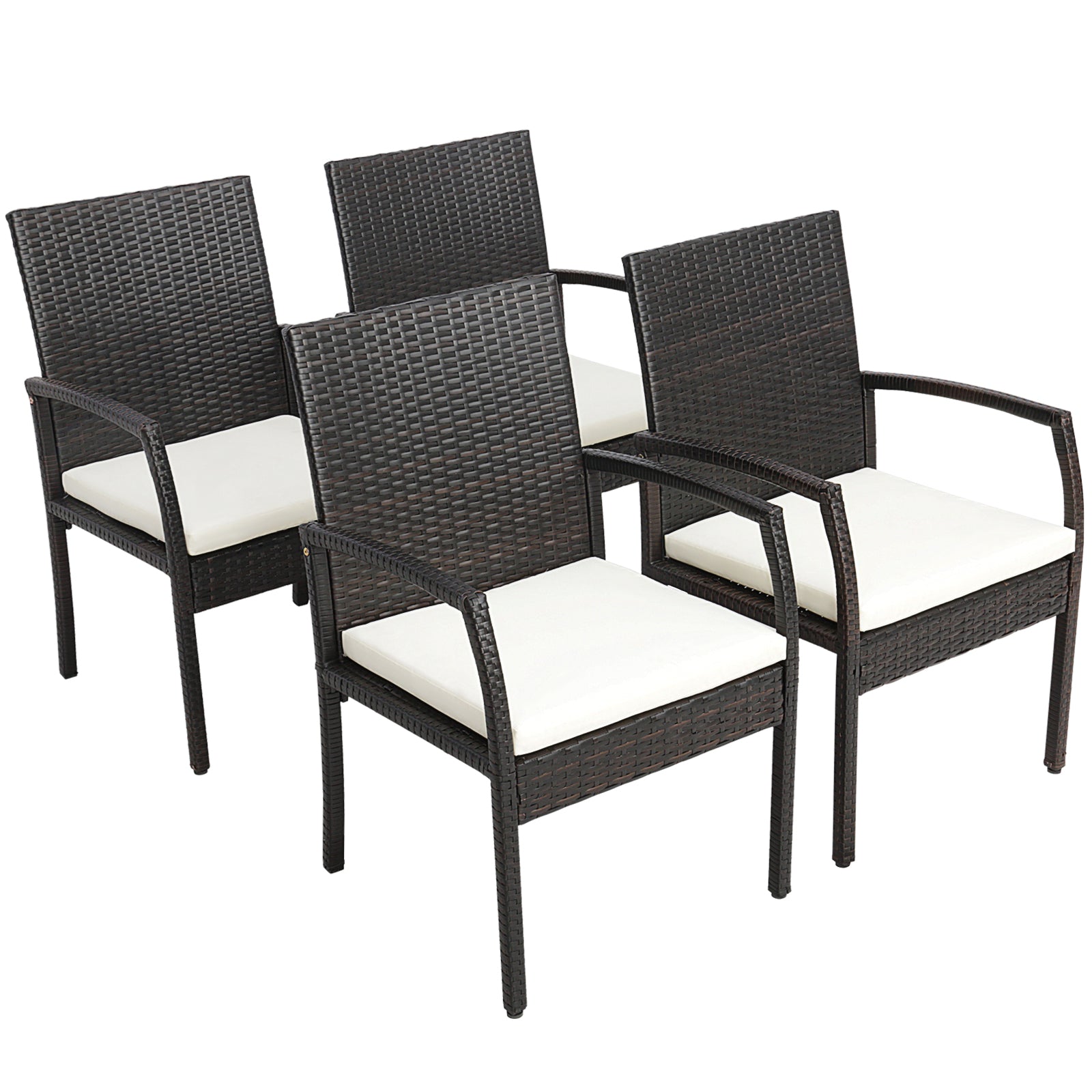 7 Pieces Patio Rattan Dining Set with Umbrella Hole-L