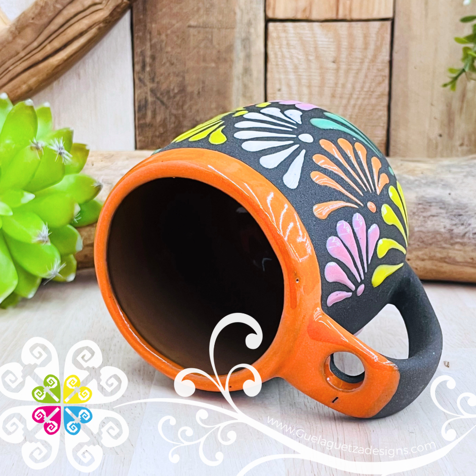 Orange With Multicolor Clay Mug with Spoon - Taza Espiga con Cuchara