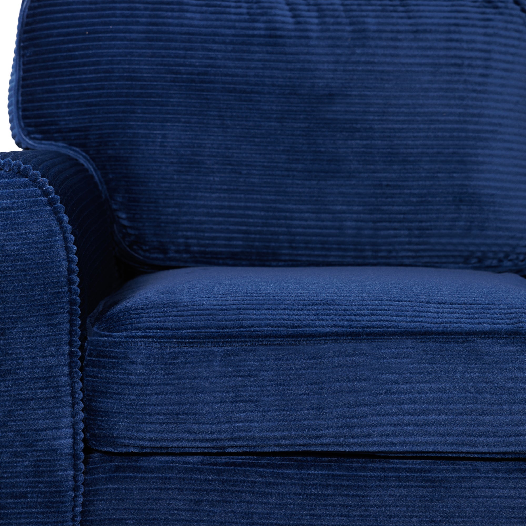 Loveseat Modern Corduroy Blue Removable Cushions Padded Arms 57 In 375 LB