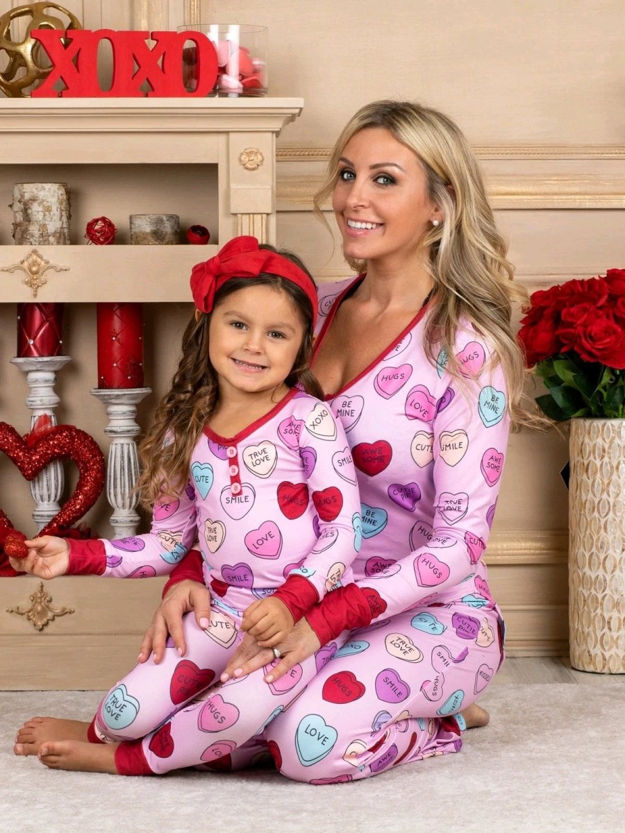 Valentine's Day Love Print Pajamas - Parent Child Matching Set