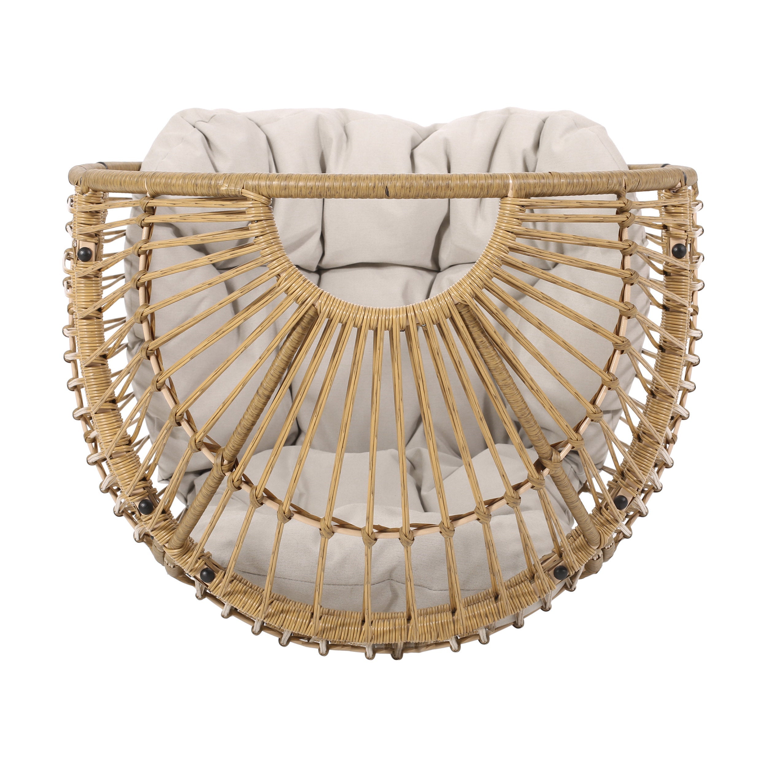 Outdoor Egg Chair PE Rattan Swivel Basket Natural Cushion 30.5in