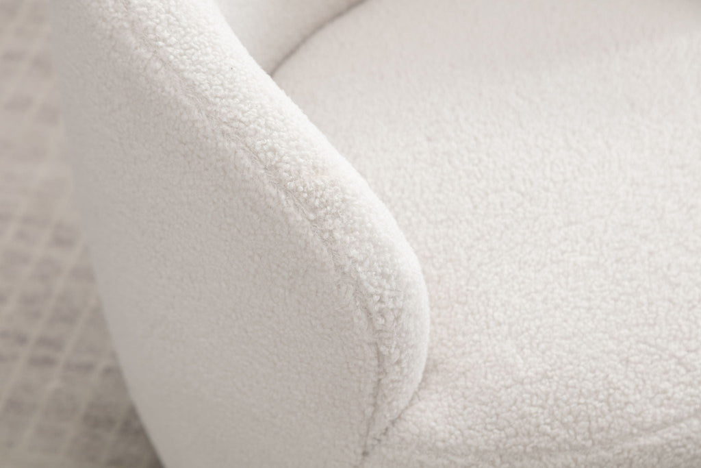 Teddy Fabric Swivel Accent Armchair Barrel Chair With Powder Coating Metal Ring