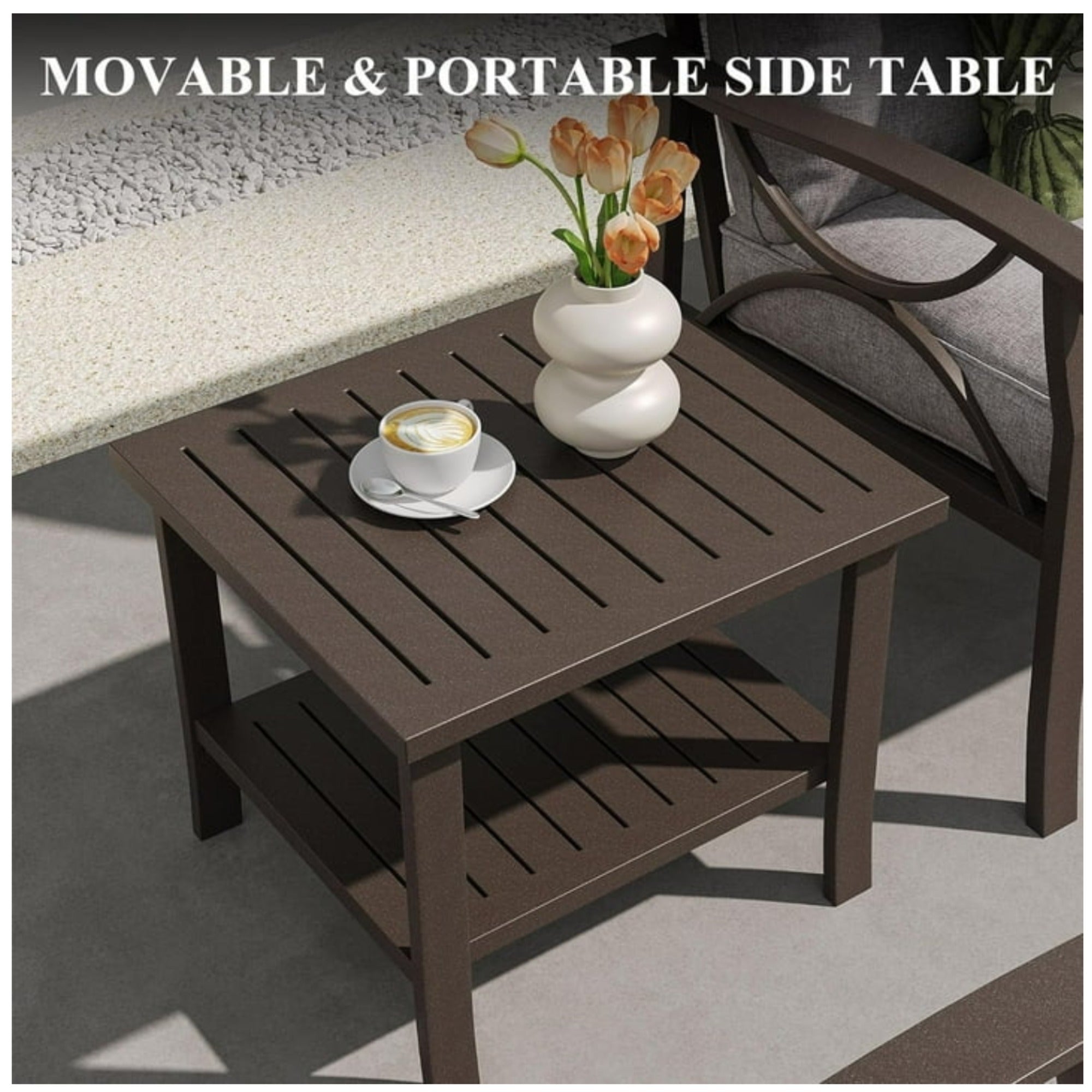 Outdoor Patio Set Steel 8 Piece Seats 9 Khaki Gray