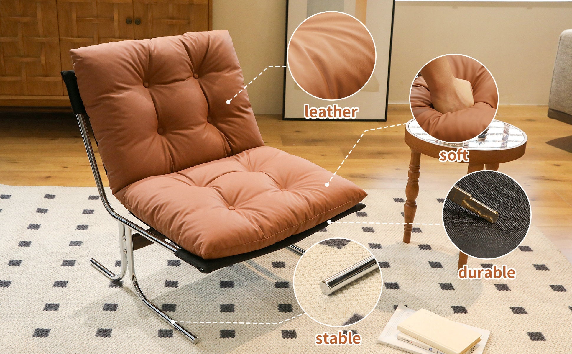 Accent Chair High Back Wingback Faux Leather Brown 27x32x39 In 350 LB
