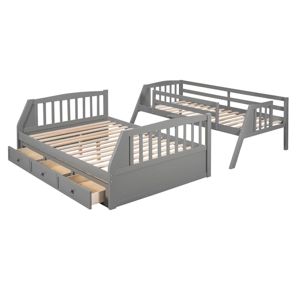 Bunk Bed With Drawers, Ladder And Storage Staircase
